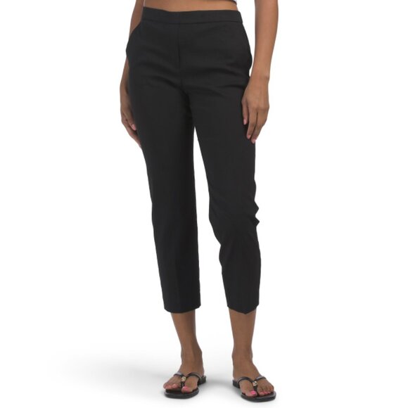 THEORY Black Linen Blend Treeca Pull On Eco Crunch Pants